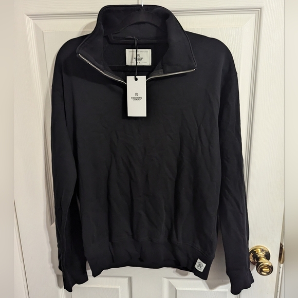 New Reigning Champ Mens Small Pullover Black 1/4 Zip Sweatshirt NWT Classic - Picture 1 of 5